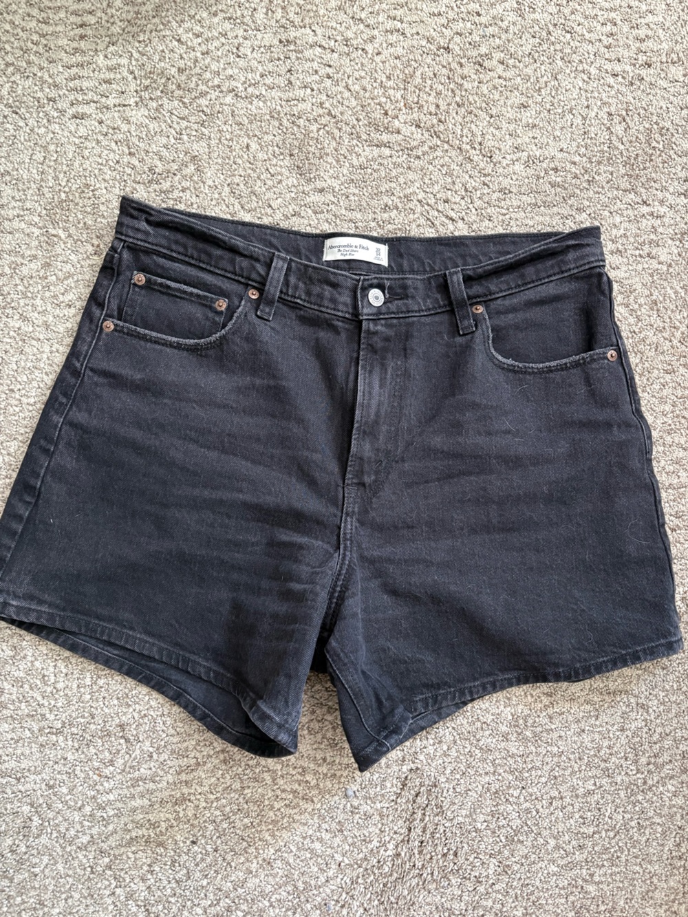 Abercrombie & Fitch High-Rise Black Denim Dad Short